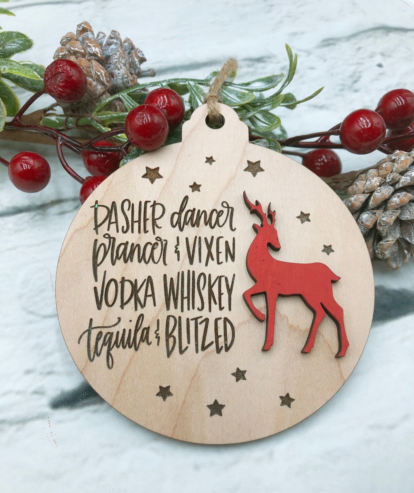 Dasher, Dancer Reindeer Ornament