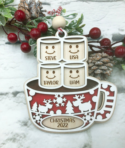 Marshmallow Mug Personalized Christmas Ornament